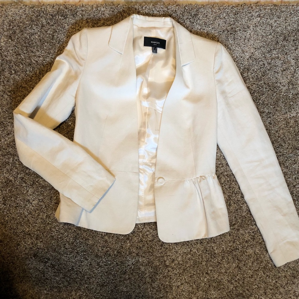 Cream Button Peplum Blazer